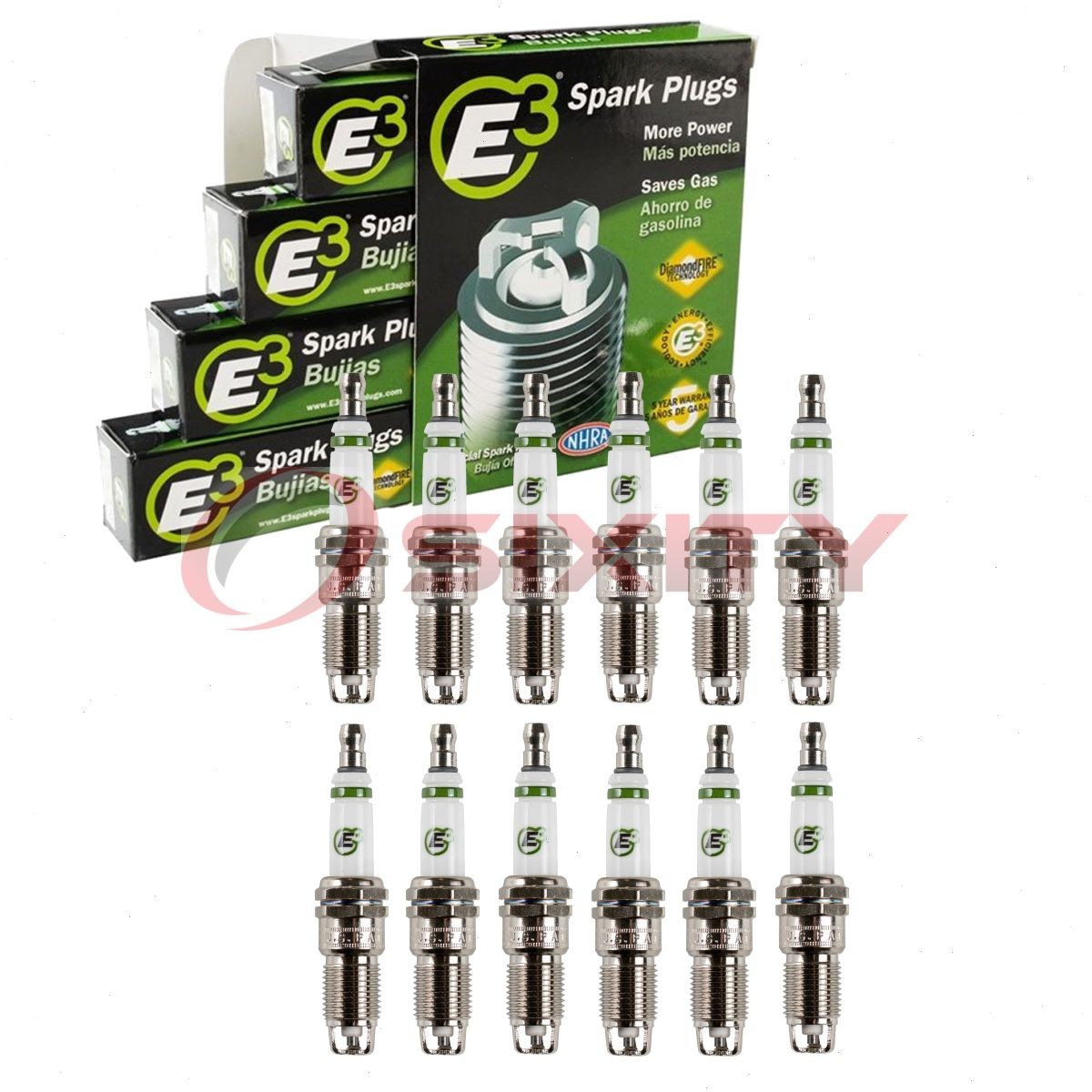 12 pc E3 Spark Plugs for 1994-1996 Jaguar XJ12 6.0L V12 Ignition Wire cv
