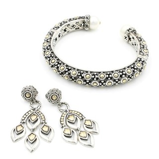 John Hardy Sterling 18K Pearl Dot Cuff Naga Chandelier Earrings Lot of 2 S4616 2