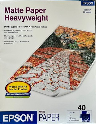 Epson Matte Premium Presentation Heavyweight Paper 8.5 x 11'' 40 Sheet Open Pack