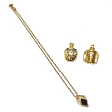 Christian Dior Fashion Jewelry 2 Set of Gold-Tone Necklace Earrings F250