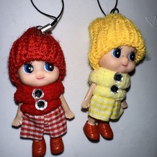 Lot of 2 Plastic Dolls For Phone, Purse, Backpack Charm Strap