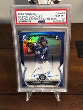 2023 Gabriel Gonzalez 1st Bowman Chrome Auto True Blue /150 PSA 10 Gem Called Up