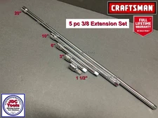 CRAFTSMAN 5pc 3/8 1.5in 3in 6in 10in 20in ratchet wrench socket extension set