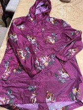 Joules Hooded Mid Length Beautiful Rain Jacket Pockets Zips And Snaps Sz 10