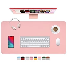 Dual Sided Leather Desk Pad (23.6 x 13.7), Office Waterproof Desk Mat, PU Mou...