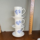 3sets Vintage Pfaltsgraff Yorktown  Cup & Saucer Set White/Blue Floral Stoneware — photo 5