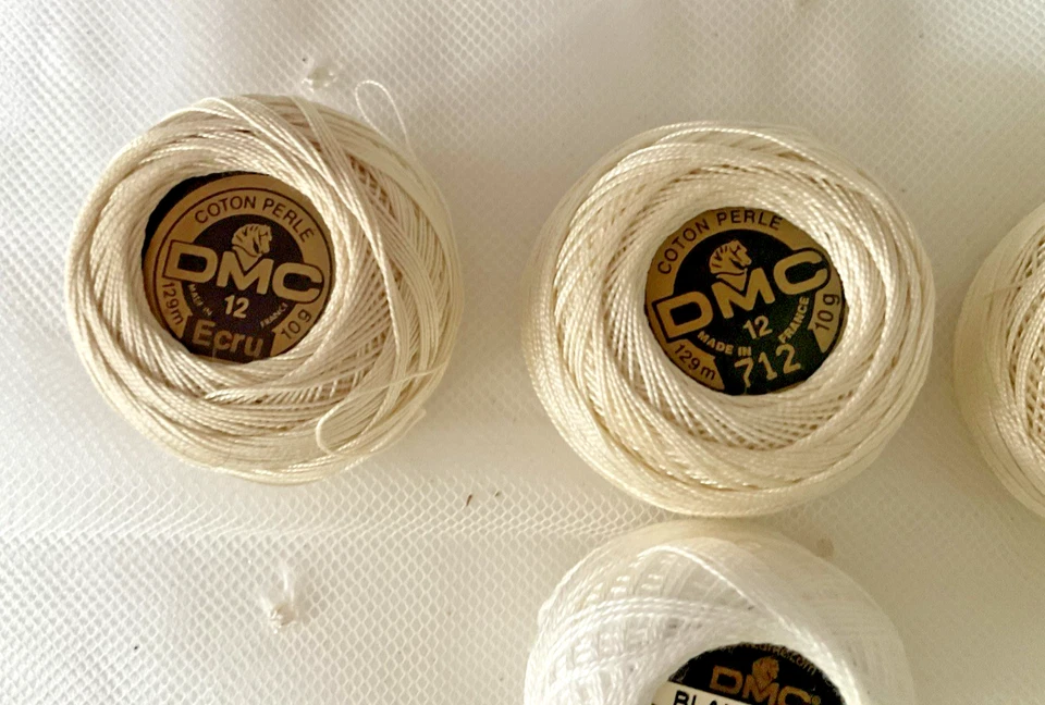 DMC Cotton Perle Thread Lot of 4 Made in France 10g Assrt Whites Slightly Used - Image 3 of 4