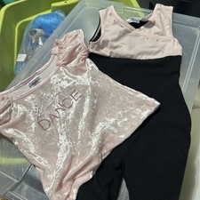 Danskin Now Leotard Gymnastics One Piece With Matching Top Pink And Black Size 6