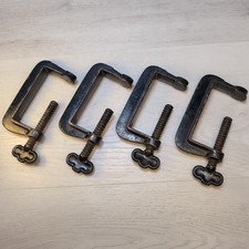 (Lot of 4) Vintage Skeleton Key C-Clamps Cast Iron Machinist Industrial Factory