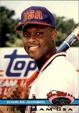 Charles Johnson 1991 Topps Stadium Club Dome Team USA Rookie Card #91. rookie card picture