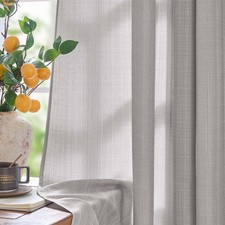 Jinchan 96" Light Filtering Linen Textured Grommet Window Curtains Drapes 2 Pane