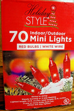 NIB 70-Light Mini RED Christmas 14' Strand White Wire String Indoor/Outdoor 614