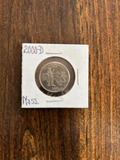 2000-D MASSACHUSETTS STATE QUARTER, CLAD, CIRCULATED, As shown in Photo