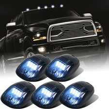 5x White Led Cab Lights Smoked Cab Roof Running Marker Light Compatible For Dodg
