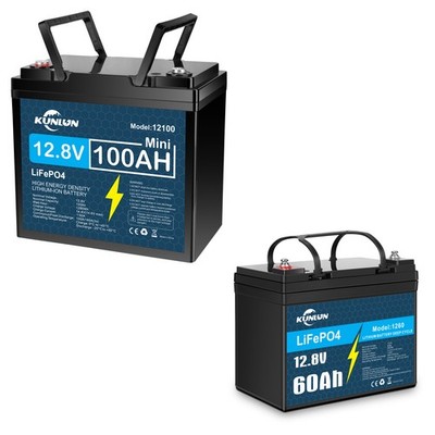 12V 60Ah 100Ah LiFePO4 Lithium Battery, Built-in Smart BMS, for RV Golf Cart