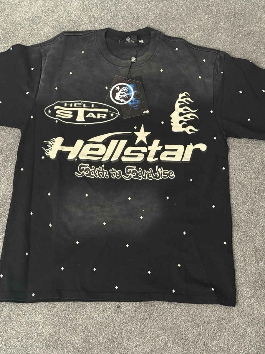 Hellstar Faith to Paradise Graphic Print Flame Logo T-Shirt Black