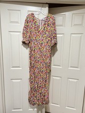 New Rixo Multicolor Floral Puff Sleeve long Dress modest prairie cottagecore 16