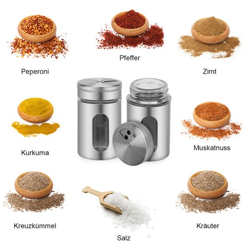 Stylisches Edelstahl-Gewürzset Mit Löffel - Praktische Aufbewahrung Für Deine Küche