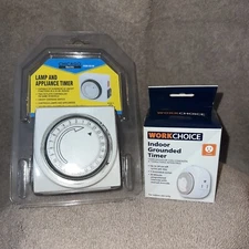 2x Indoor 24-Hour Plug In Grounded  Daily Mechanical 2 Outlet Timer Light Switch