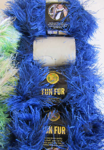Lion Brand FUN FUR eyelash polyester yarn South Beach Caribbean Blue mixed lot - Picture 8 of 16