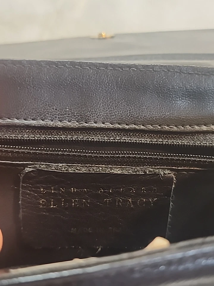 Винтажная черная кожаная сумочка Ellen Tracy Linda Allard сделано в Испании  - Изображение 3 из 4