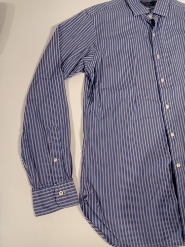 Camisa Polo Ralph Lauren Para Hombres L Grande 42" Azul Rayas Manga Larga Con Botones - Imagen 2 de 17