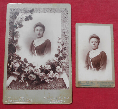  A Woman With Roses - 2 Photos - Prosper Batier Limoges!