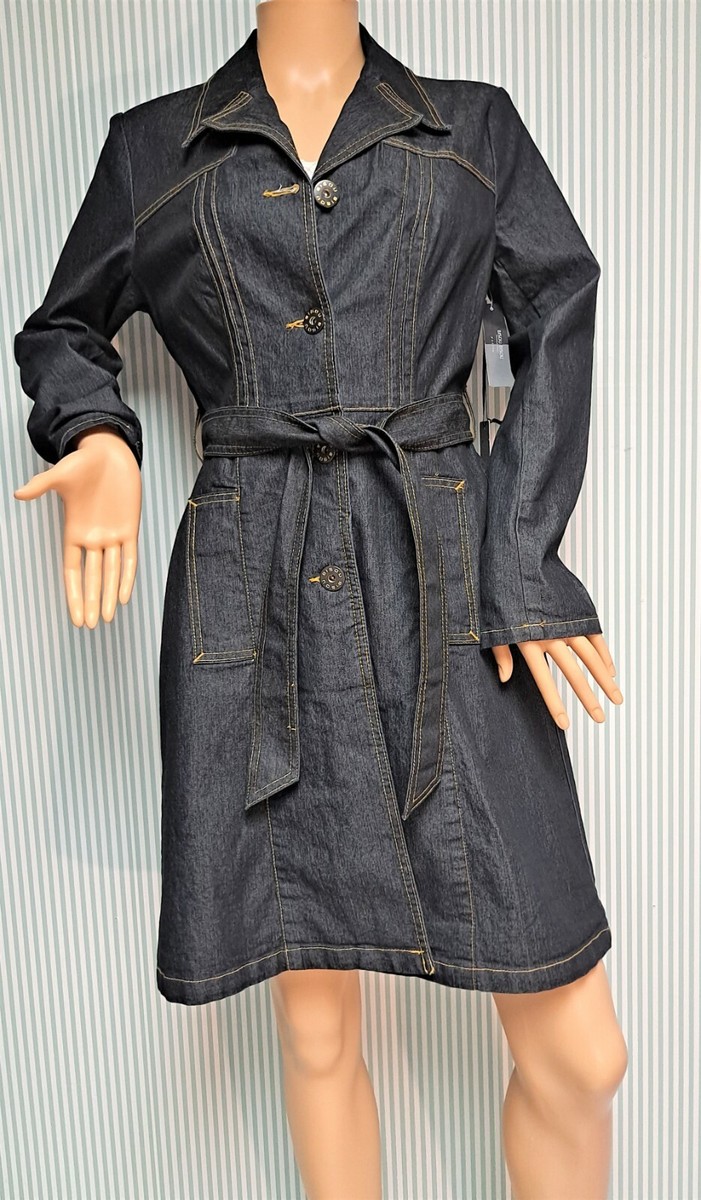 💗 Retro BISOU BISOU NWT Size-PM DENIM TRENCH BELTED JACKET