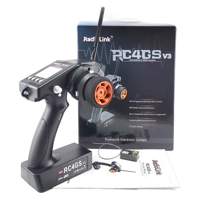 RadioLink RC4GS V3 2.4G 4CH RC Transmitter and Receiver R6FG Gyro Inside Pist...