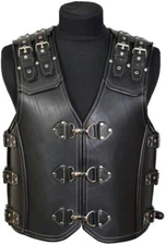 Genuine Leather Black Medieval Cuirass Armor Corset Viking Gothic Body Armor