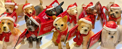 Dog Figurine Christmas Ornament Boxer Beagle Lab Pug Shih Tzu Basset & MORE -NEW