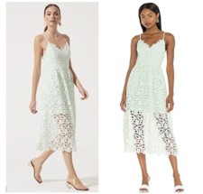 ASTR The Label REVOLVE Light Green Lace Embroidered Eyelet Midi Dress Size Small