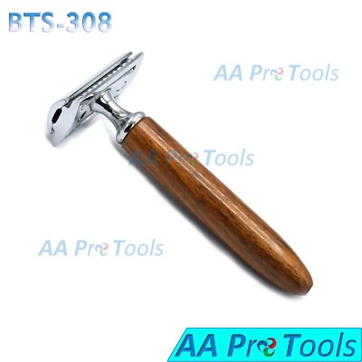Classic Wood Handle Men's Shaver Safety Shaving Saloon Razor Double Edge BTS-308