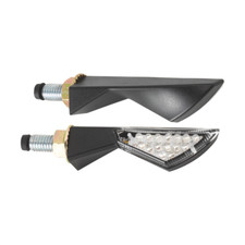 Coppia frecce moto LED omologate universali nere gambo corto