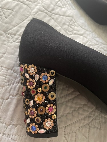 STUART WEITZMAN SCHWARZES WILDLEDER MIT GLITZERNDEN ABSÄTZEN. Größe 8 M