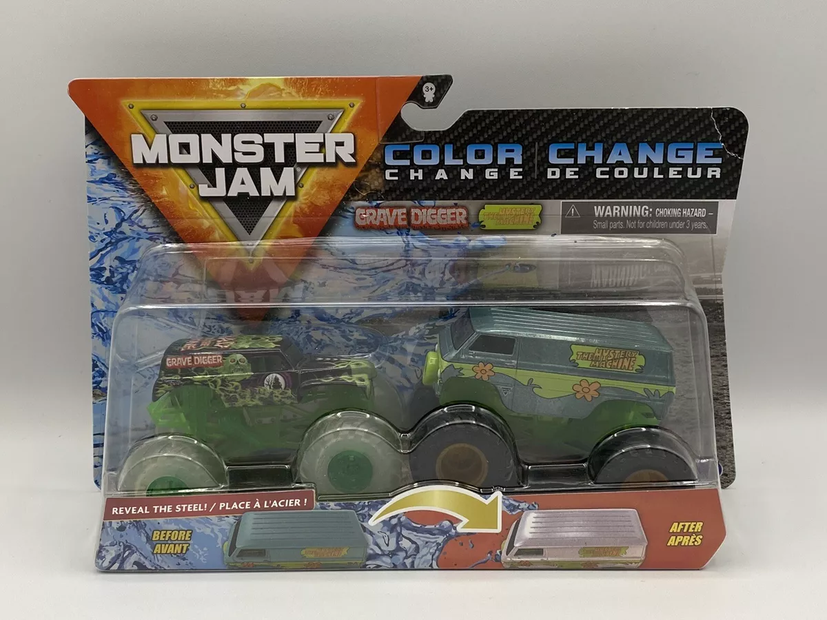 Monster Jam, Official Reveal The Steel 4-Pack of Color-Changing Die-Cast  Monster Trucks, 1:64 Scale