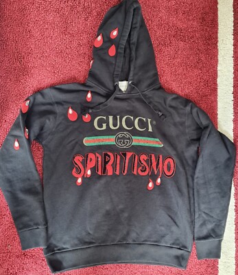 Gucci Embroidered Spiritismo Logo Hoodie Patchwork Blood Drops
