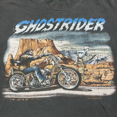 Vintage 90s Ghostrider Easyrider Motorcycle T-Shirt Black Men