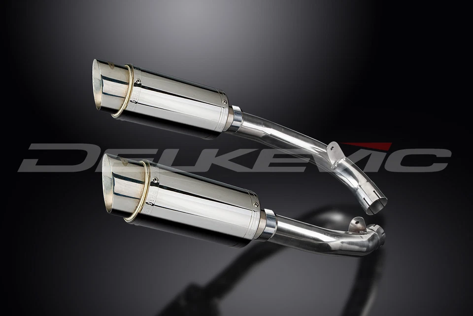 Kit silenciador escape redondo de acero inoxidable Honda RVT1000R 2000-2001 Delkevic Slip On 8" Foto 3 de 4