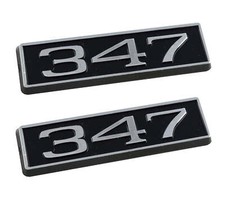 347 Ford Mustang 3.25 Engine Hood Scoop Emblems Badges Pair Black Chrome