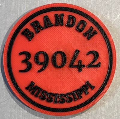 3D Printed Magnet - 2-3/8'' Mississippi City/Zip Code - You Choose