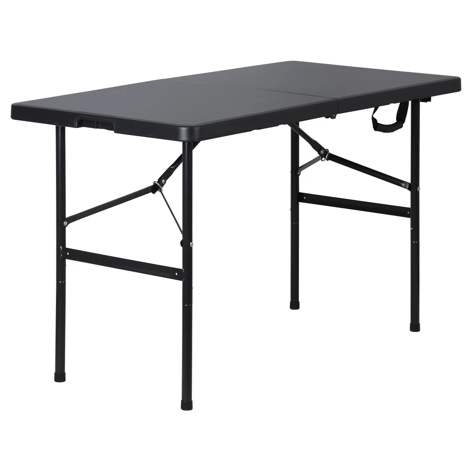 4ft Plastic Folding Table Fold-in-Half Camping Picnic Table W/ Handle 2 Color - Image 2 of 2