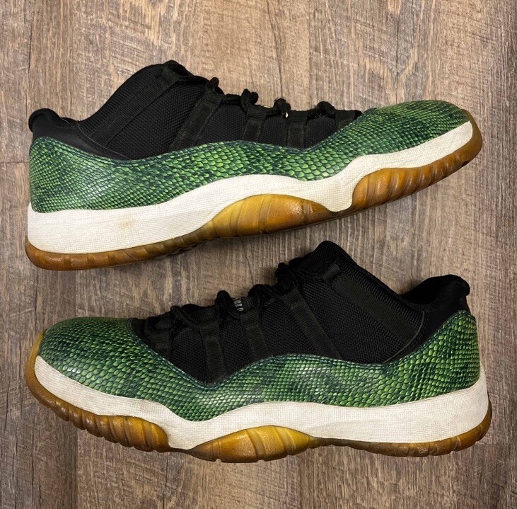 Air Jordan 11 XI Retro Low Snake Green Snakeskin Size Sneakers  528895-033