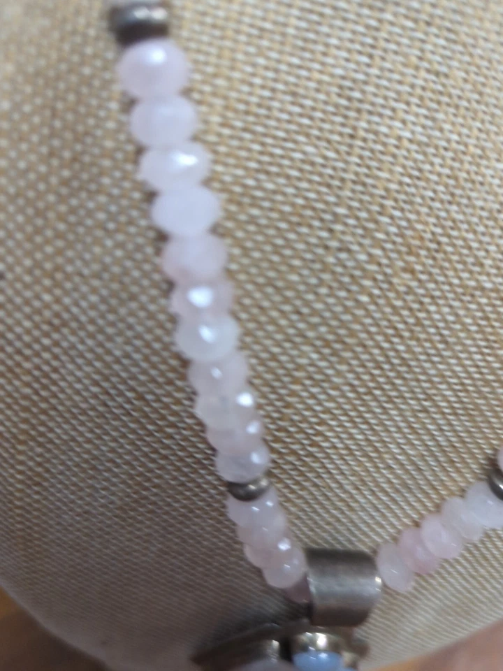 Collar colgante de plata de ley de cuarzo rosa Jay King declaración Foto 2 de 4