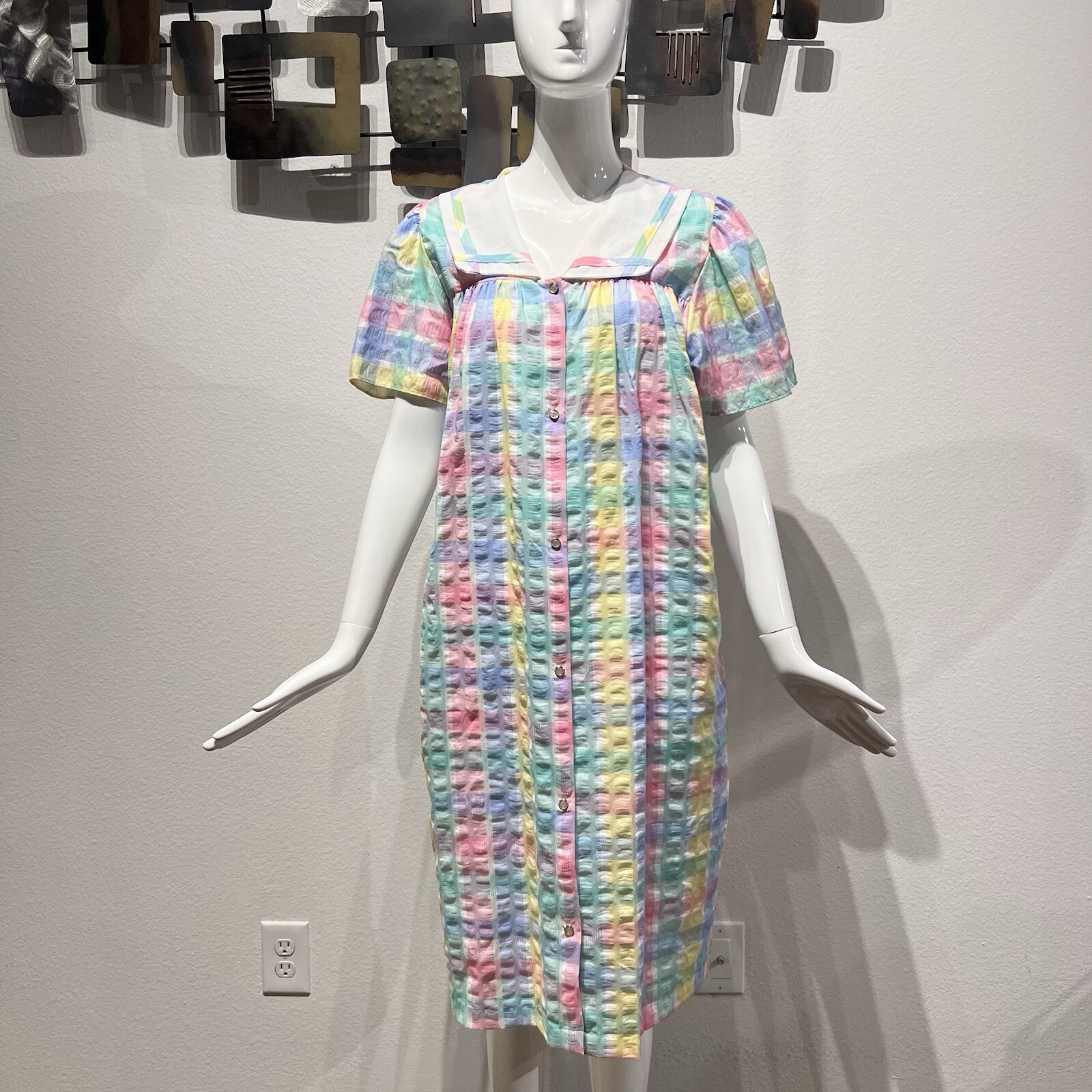 Simply Basic Seersucker Granny Square Duster/Robe… - image 1