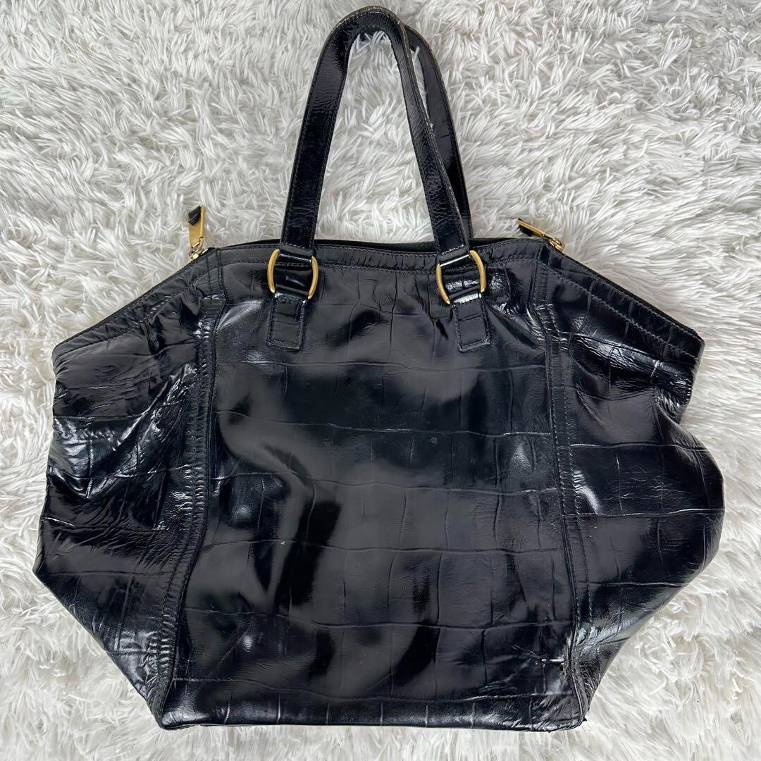 Borsa tote Yves Saint Laurent nera in pelle verniciata DOWNTOWN (senza borsa portaoggetti) rara