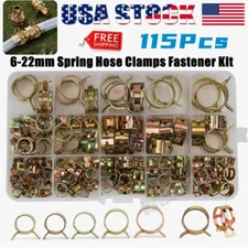 115X Spring Hose Clamps 6-22mm Clips Kit Fuel Water Line Pipe Air Tube Fasteners