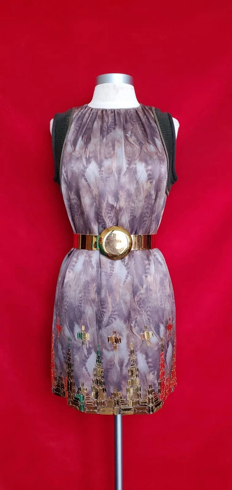 Undercover Co. Ltd Brown Feather Print Wool Silk Dress Size 2