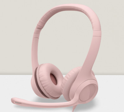 Wired Headset for PC/Laptop Stereo Noise Cancelling Microphone USB-A Rose