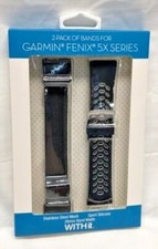 WITHit 26mm Watch Band for Garmin fenix 5X  5X Plus 2-Pack Black/Gray 52265BBR